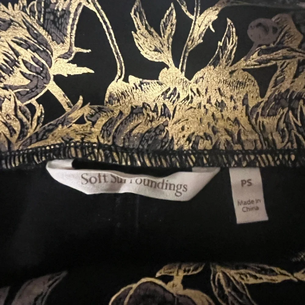 Soft Surroundings Black and Gold Patterned Ankle Pants, Small Petite - Picture 5 of 7